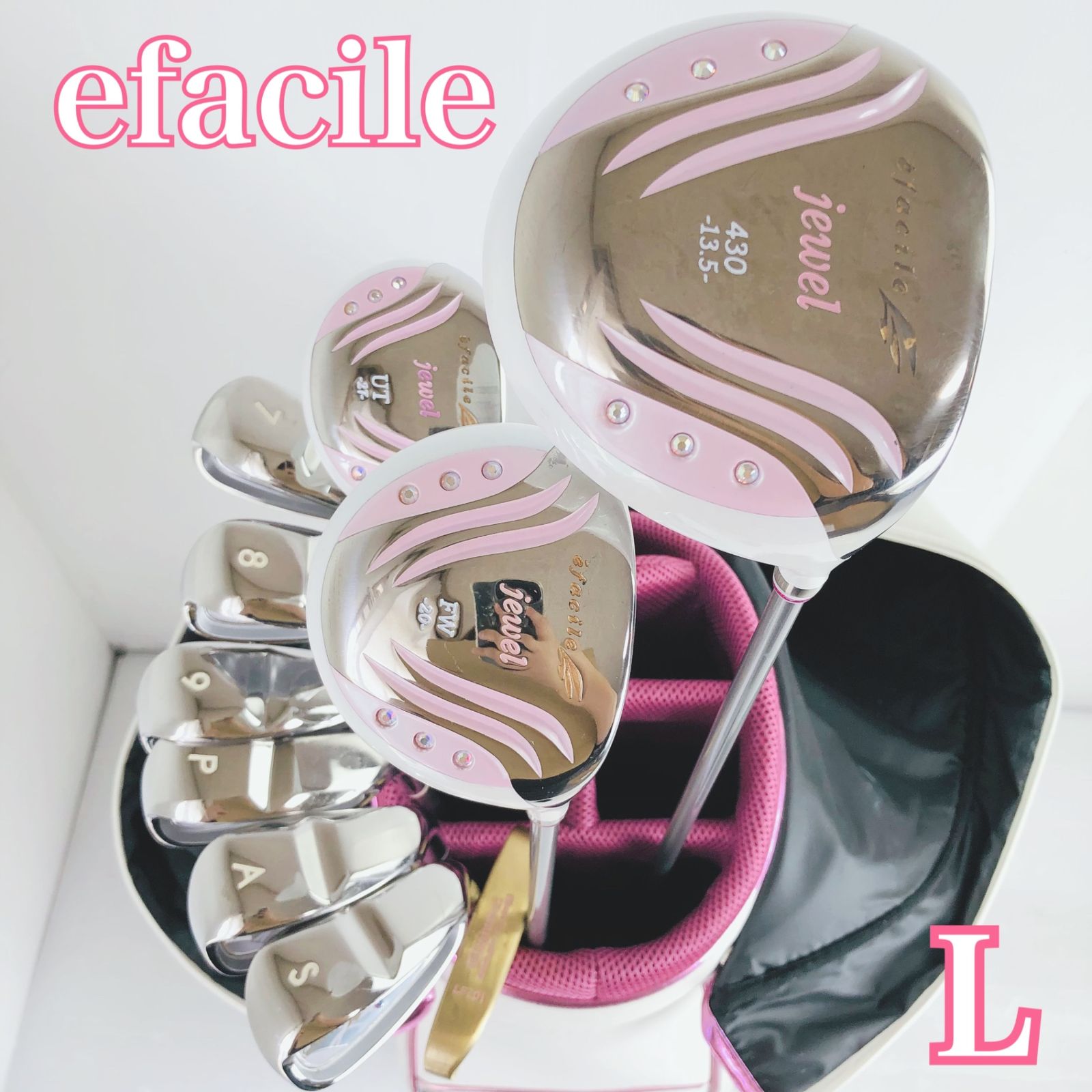 レディース efacile エファシル jewel ジュエル ゴルフクラブセット ゴルフセット クラブセット 初心者 入門 右利き パター付 安価 86Y-65