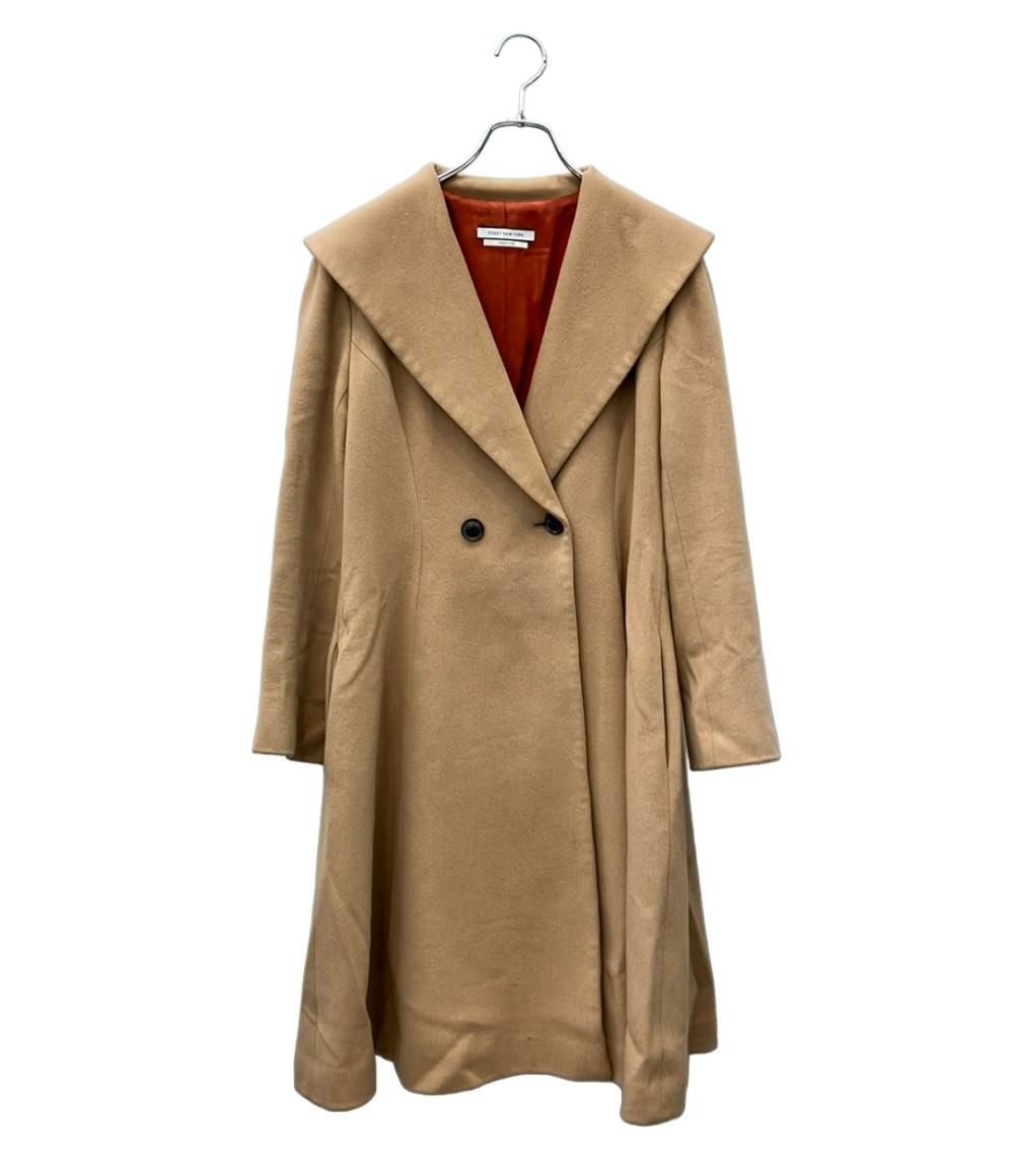 フォクシー ニューヨーク コレクション ロングコート カシミヤ ダブルボタン キャメル 大きめの襟 フィット フレア 38940-MACFN102T レディース SIZE 40 (M) FOXEY NEW YORK COLLECTION