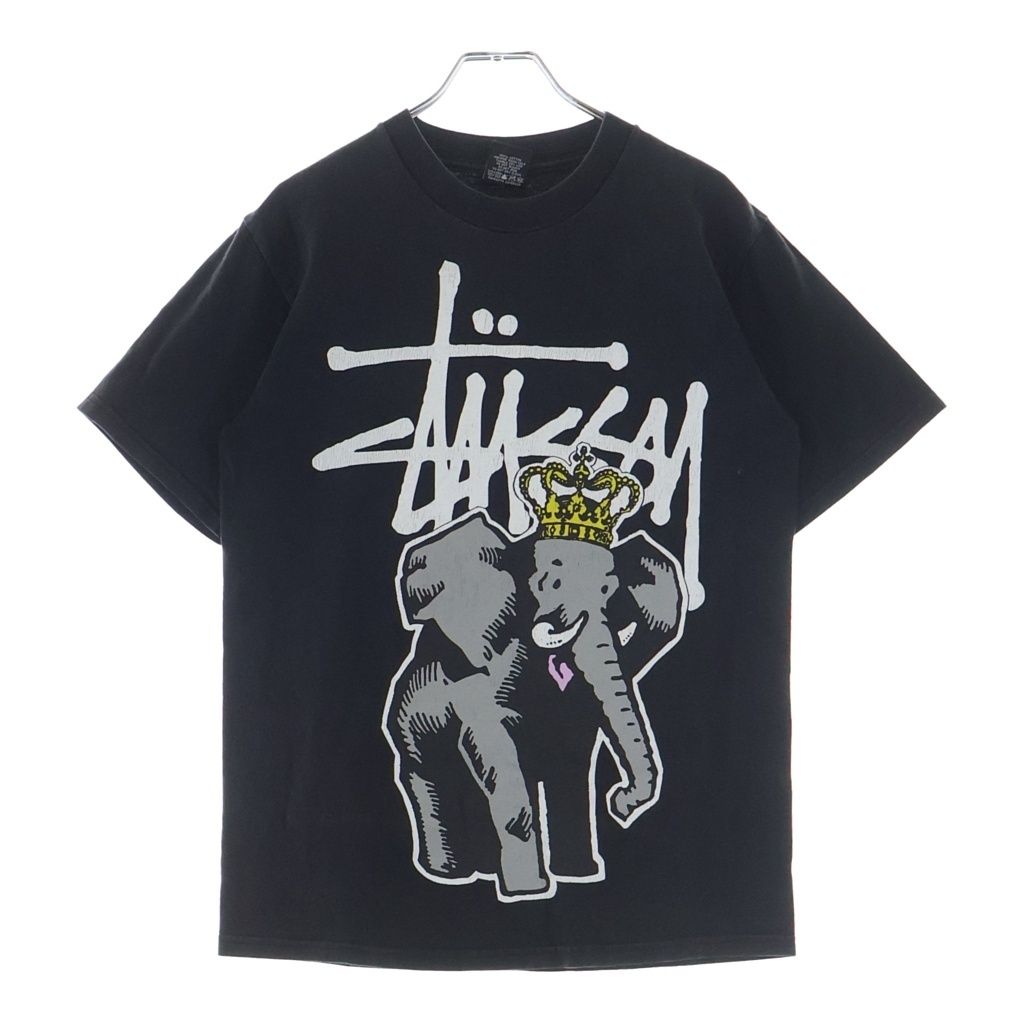 STUSSY (ステューシー) 00S VINTAGE ヴィンテージ ロゴデザイン クルーネック カットソー 半袖Tシャツ ブラック