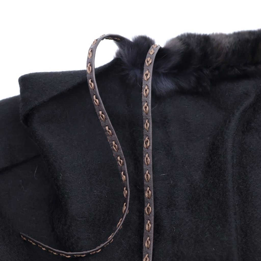 FENDI (フェンディ) カシミア ファー ストール マフラー ブラック