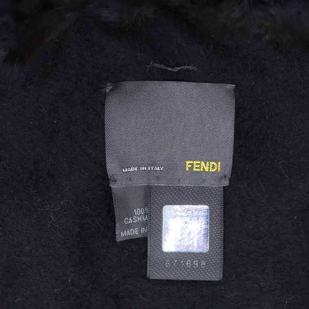FENDI (フェンディ) カシミア ファー ストール マフラー ブラック