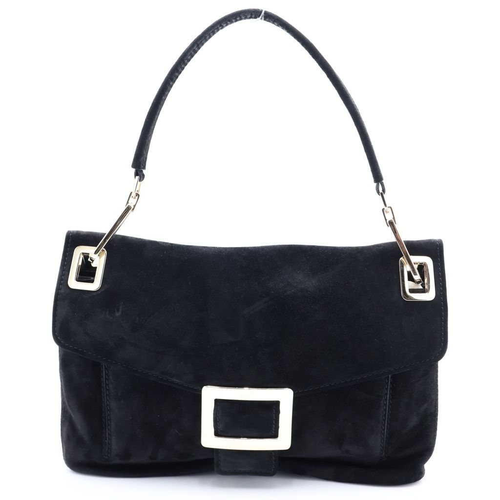 Roger Vivier (ロジェヴィヴィエ) スエード スクエア ハンドバッグ ブラック