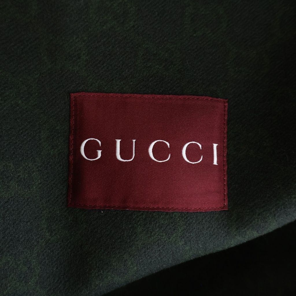 GUCCI (グッチ) ダブルウールコットン シングルブレスト コート ダーク