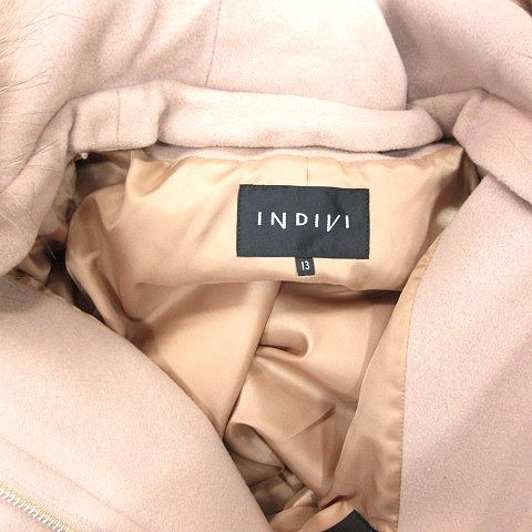 インディヴィ INDIVI ノーカラーコート ショート フード 毛皮