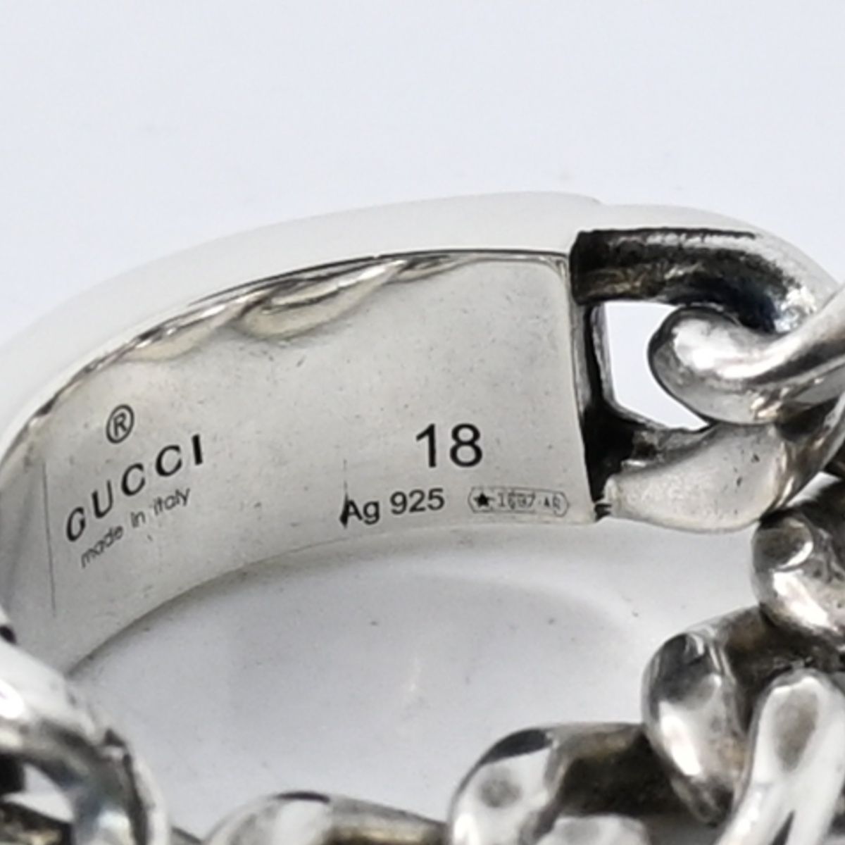 研磨済】GUCCI ゴルメット チェーン リング 17.5号 グリーン 指輪