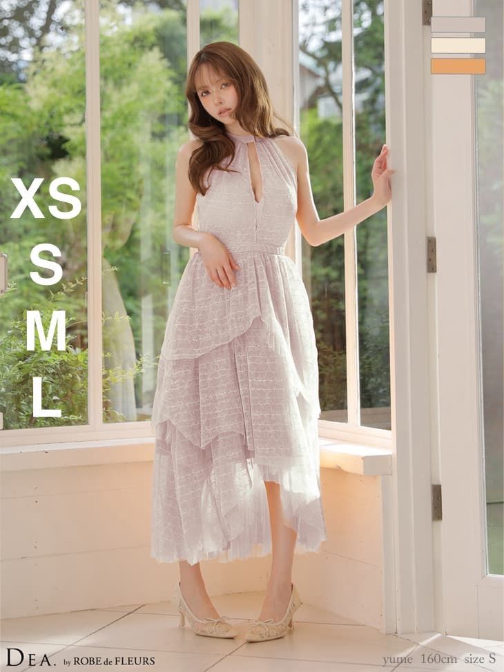 グレージュ DE4903【DEA.ROBE de FLEURS/ディアバイローブドフルール】 シアー/ ティアード/ フレア/ ミディアム/ キャバドレスANDYGLAMOROUS アンディグラマラス/ brille/ブリエ エンジェルアールAngelR 27,060円