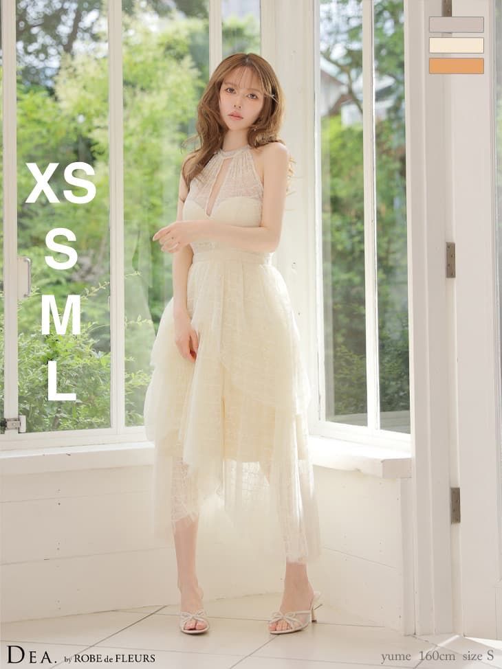 アイボリー DE4903【DEA.ROBE de FLEURS/ディアバイローブドフルール】 シアー/ ティアード/ フレア/ ミディアム/ キャバドレスANDYGLAMOROUS アンディグラマラス/ brille/ブリエ エンジェルアールAngelR