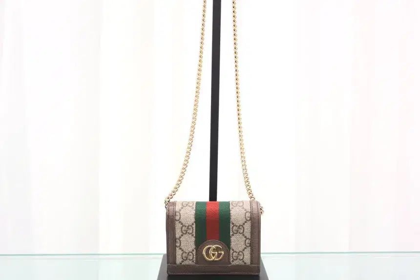 グッチ GG シュプリーム オフィディア 3本線ウェブ チェーン 二つ折り財布 クロスバック 625711