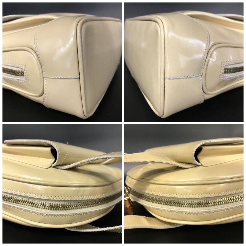 GUCCI グッチ ショルダーバッグ トートバッグ パテント ベージュ系