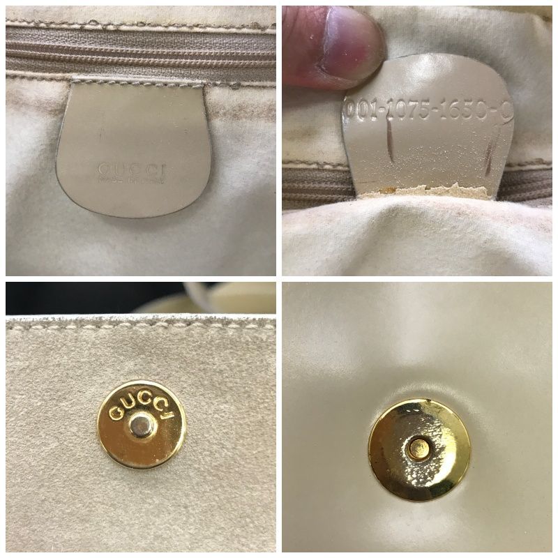 GUCCI グッチ ショルダーバッグ トートバッグ パテント ベージュ系