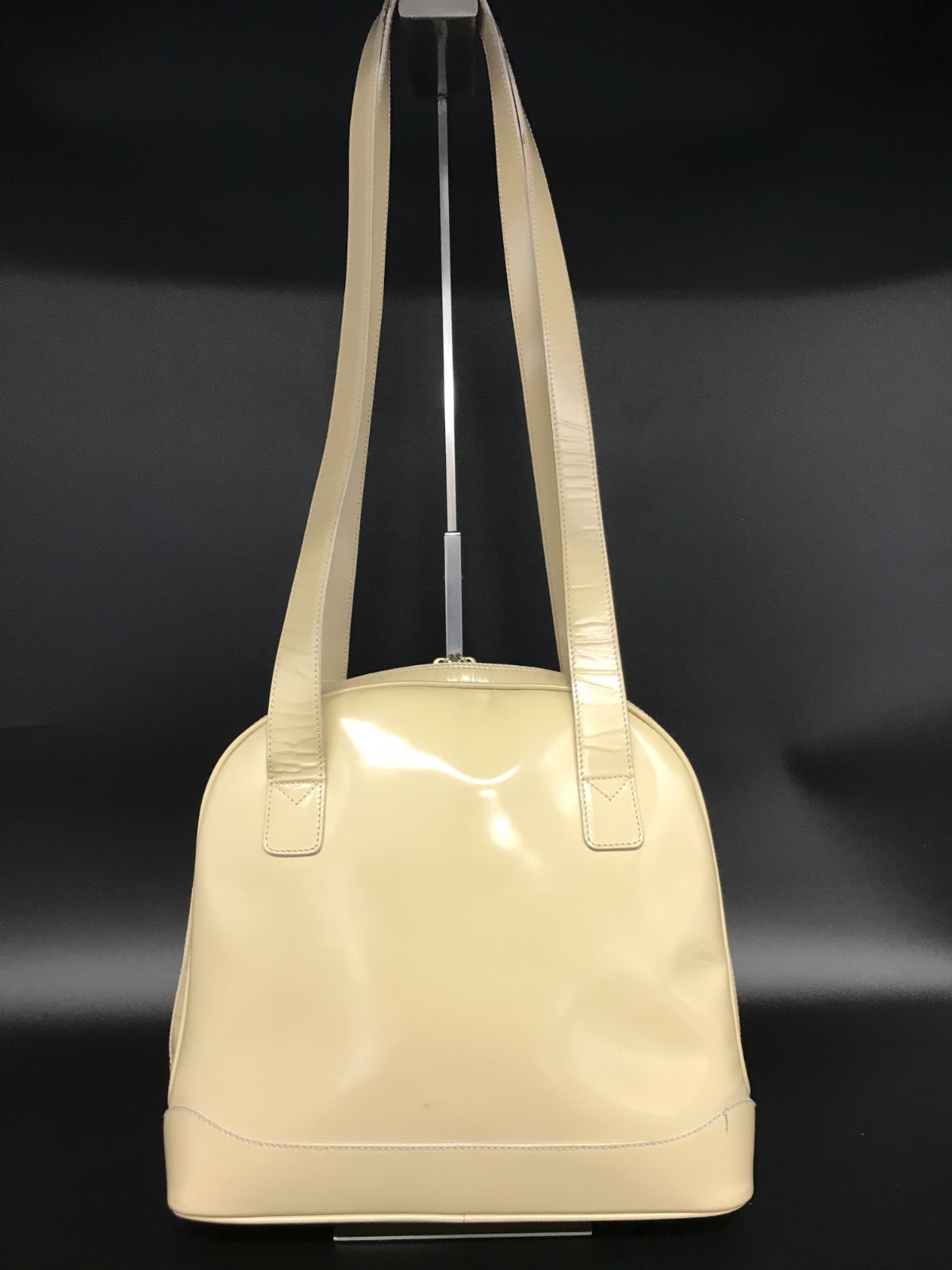 GUCCI スクエアトート ショルダーバッグ パテント ベージュ ヴィンテージ GUCCI グッチ ショルダーバッグ トートバッグ パテント ベージュ系