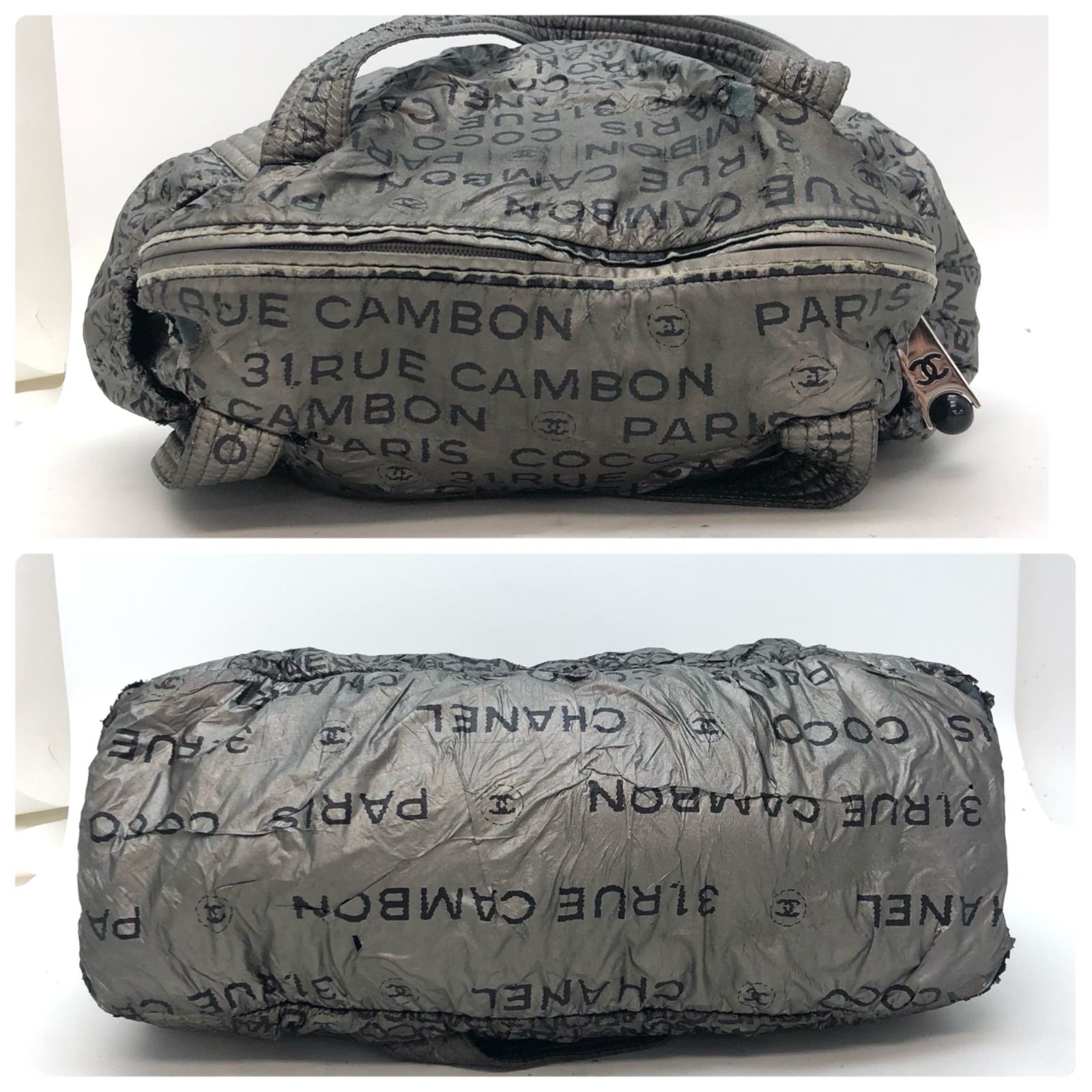 アラレ　シャネル　CHANEL アンリミテッド トートバッグ シルバー シャネル アンリミテッド トートバッグ 軽量 大容量 ナイロン シルバー