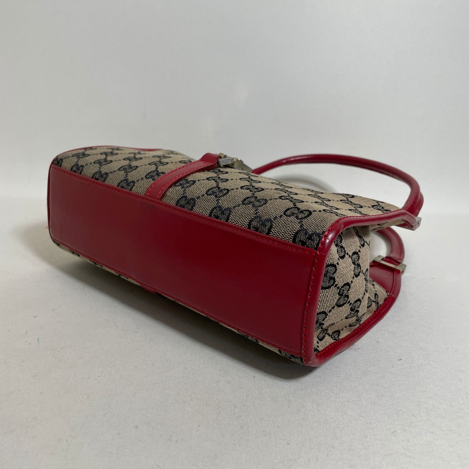 【超美品】GUCCI GGキャンバス ジャッキー ハンドバッグ レッド 2606-174｜グッチ ジャッキー GGキャンバス ハンドバッグ レッド