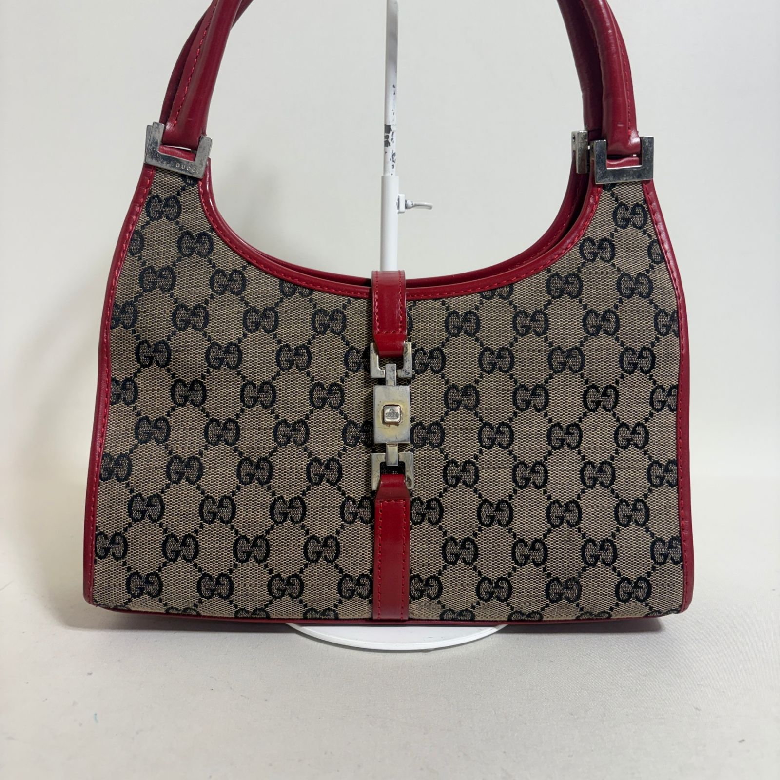 【良品】GUCCI グッチ　GG柄　ハンドバッグ　ジャッキー　赤 2606-174｜グッチ ジャッキー GGキャンバス ハンドバッグ レッド