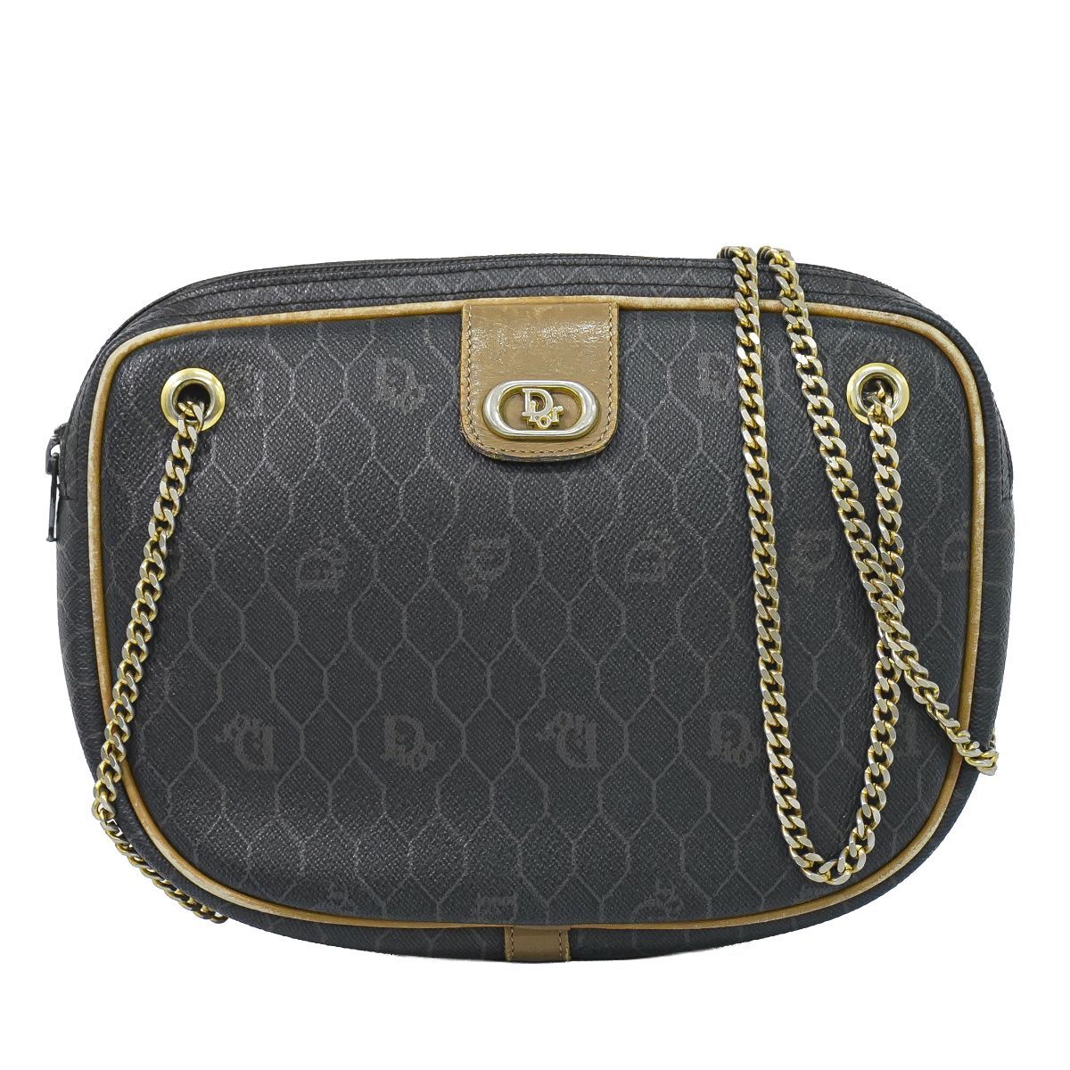本物 クリスチャン ディオール Christian Dior ハニカム柄 チェーン 