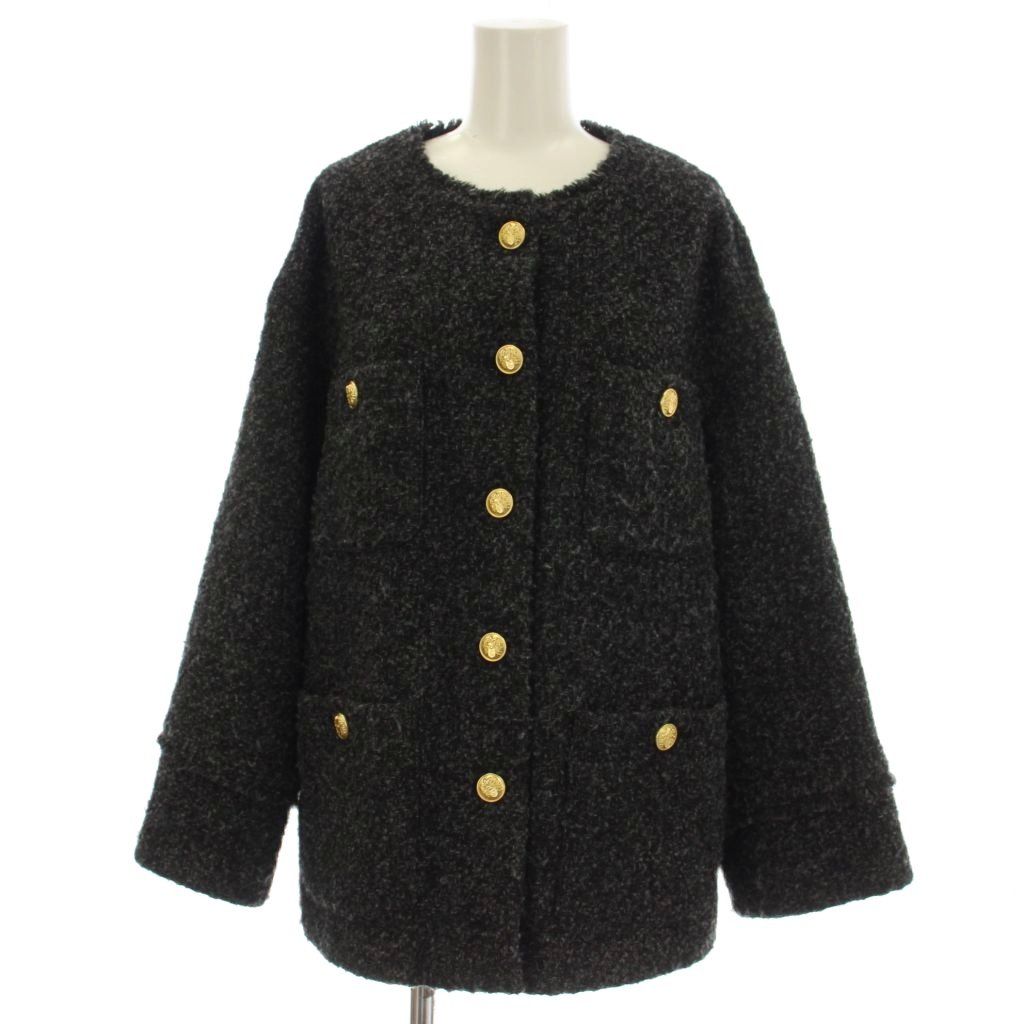 ラウンジドレス ガリャルダガランテ Loungedress GALLARDAGALANTE ツイード ノーカラージャケット 金ボタン F グレー LDZ1012407A0001 /☆G26