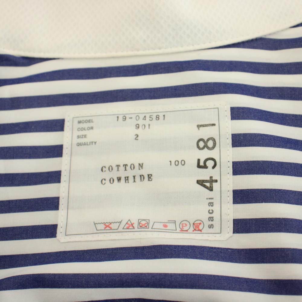 サカイ sacai 19AW 切替シャツ ブラウス 長袖 ストライプ柄 2 青