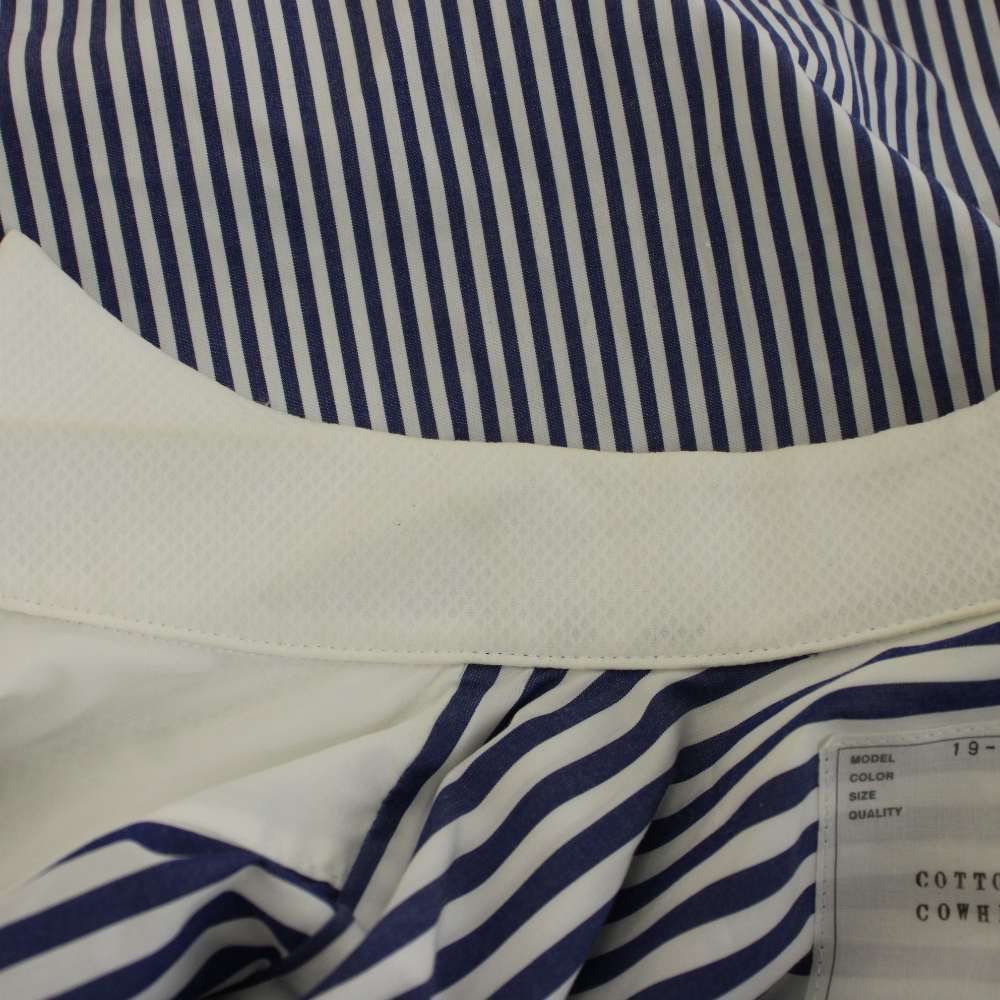 sacaiサカイ22AW異素材切替 ストライプ 長袖 プリーツ シャツ Mサイズ サカイ sacai 19AW 切替シャツ ブラウス 長袖 ストライプ柄 2 青