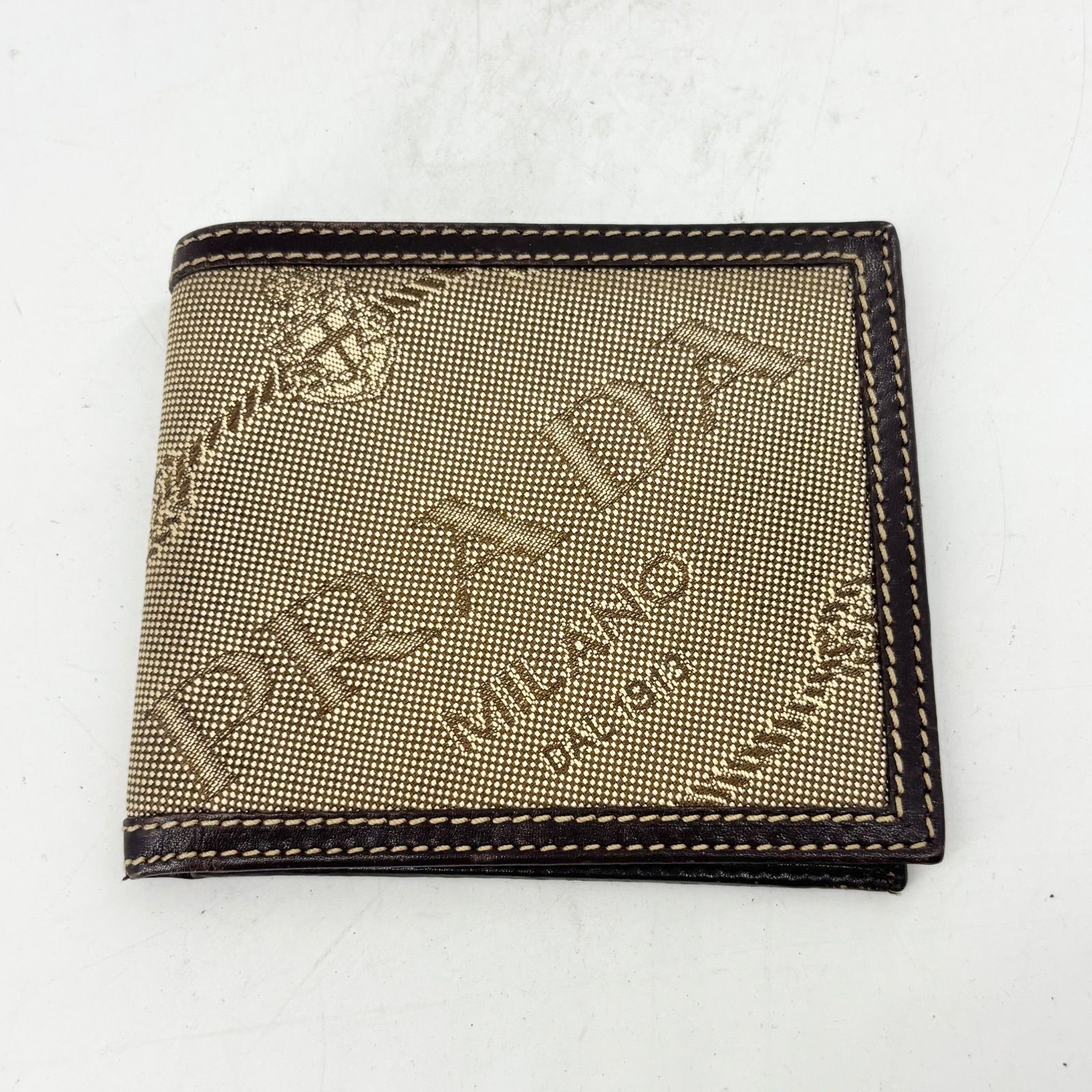 PRADA 二つ折り財布 ロゴジャガード 茶　2280
