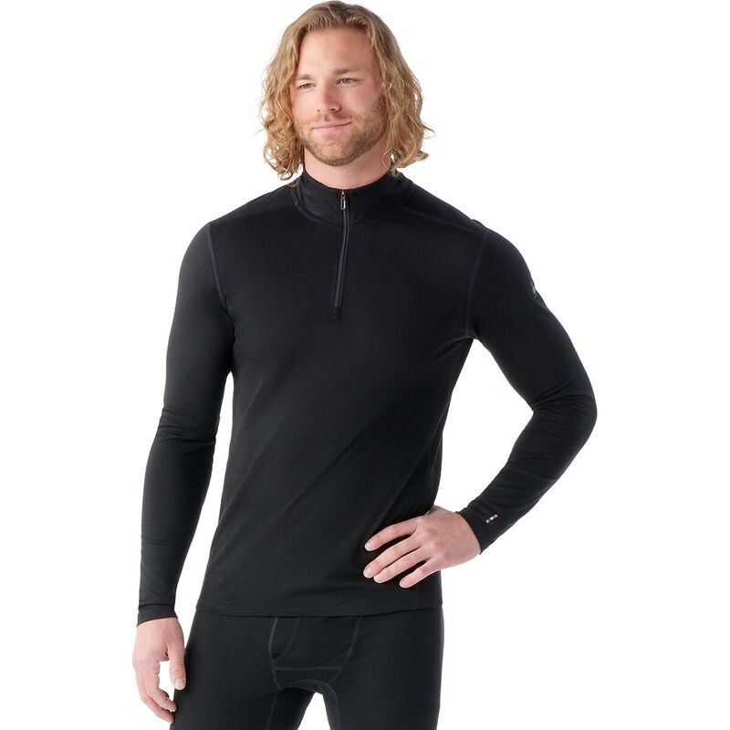 スマートウール メンズ トップス Tシャツ Smartwool Classic AllSeason Merino 14Zip Baselayer Top Mens Black ブラック