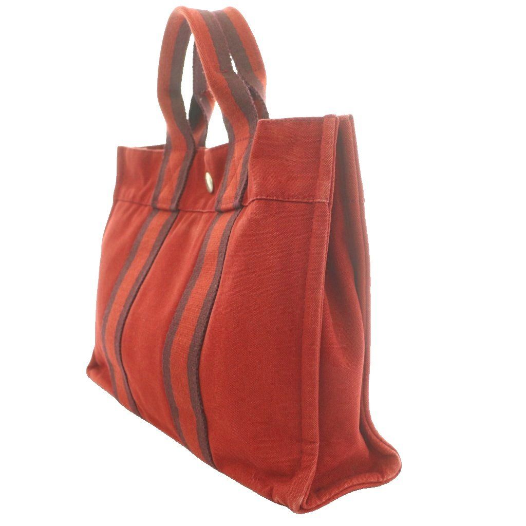 エルメス HERMES フールトゥ PM トートバッグ ハンド キャンバス 赤