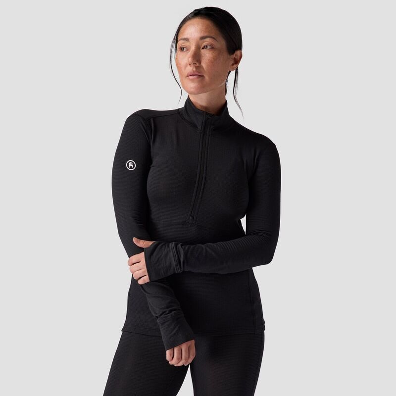 バックカントリー レディース トップス Tシャツ Backcountry Pines Microgrid UltraLt Baselayer 14Zip Top Womens Black ブラック