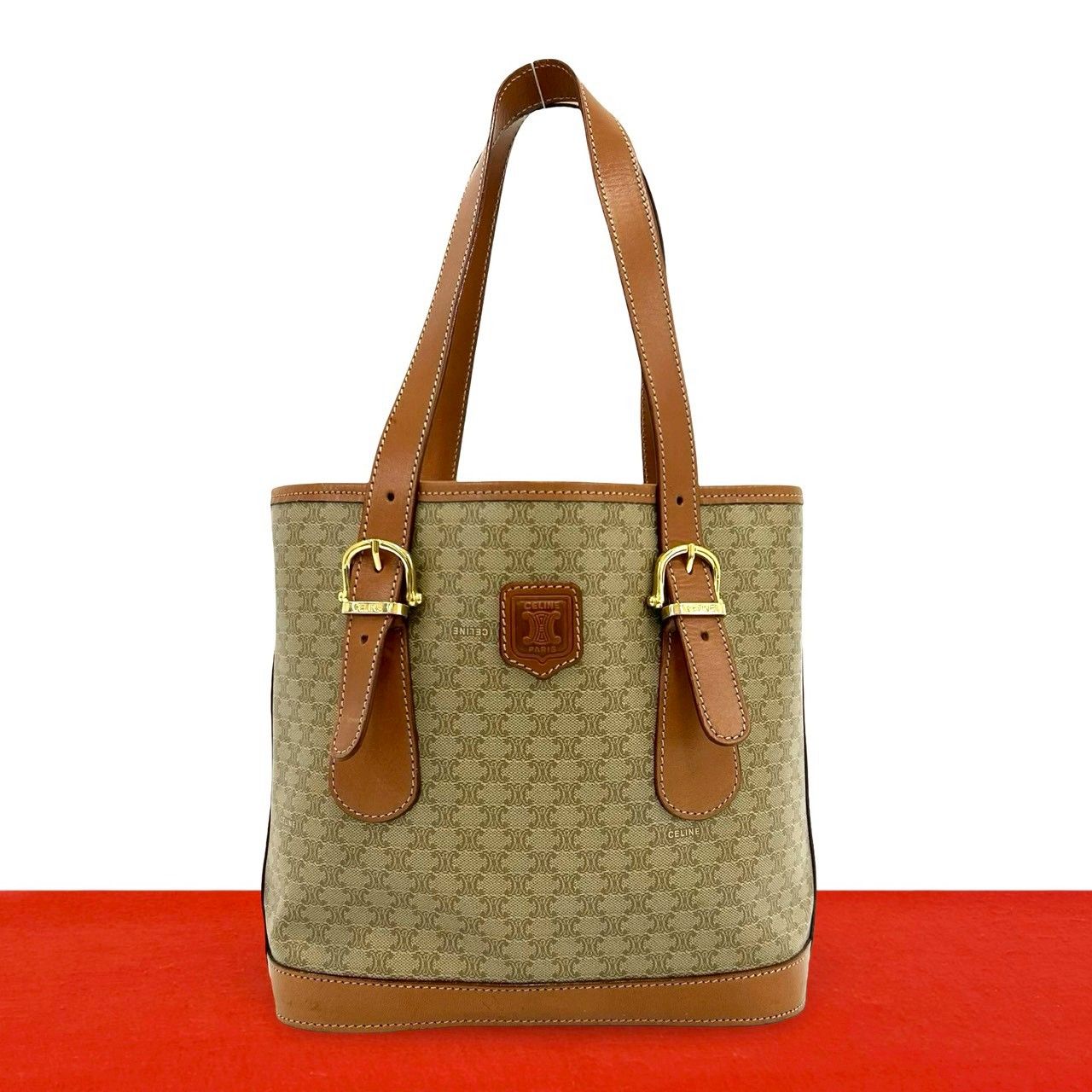 極 美品 CELINE セリーヌ ヴィンテージ マカダム ブラゾン ロゴ 柄 