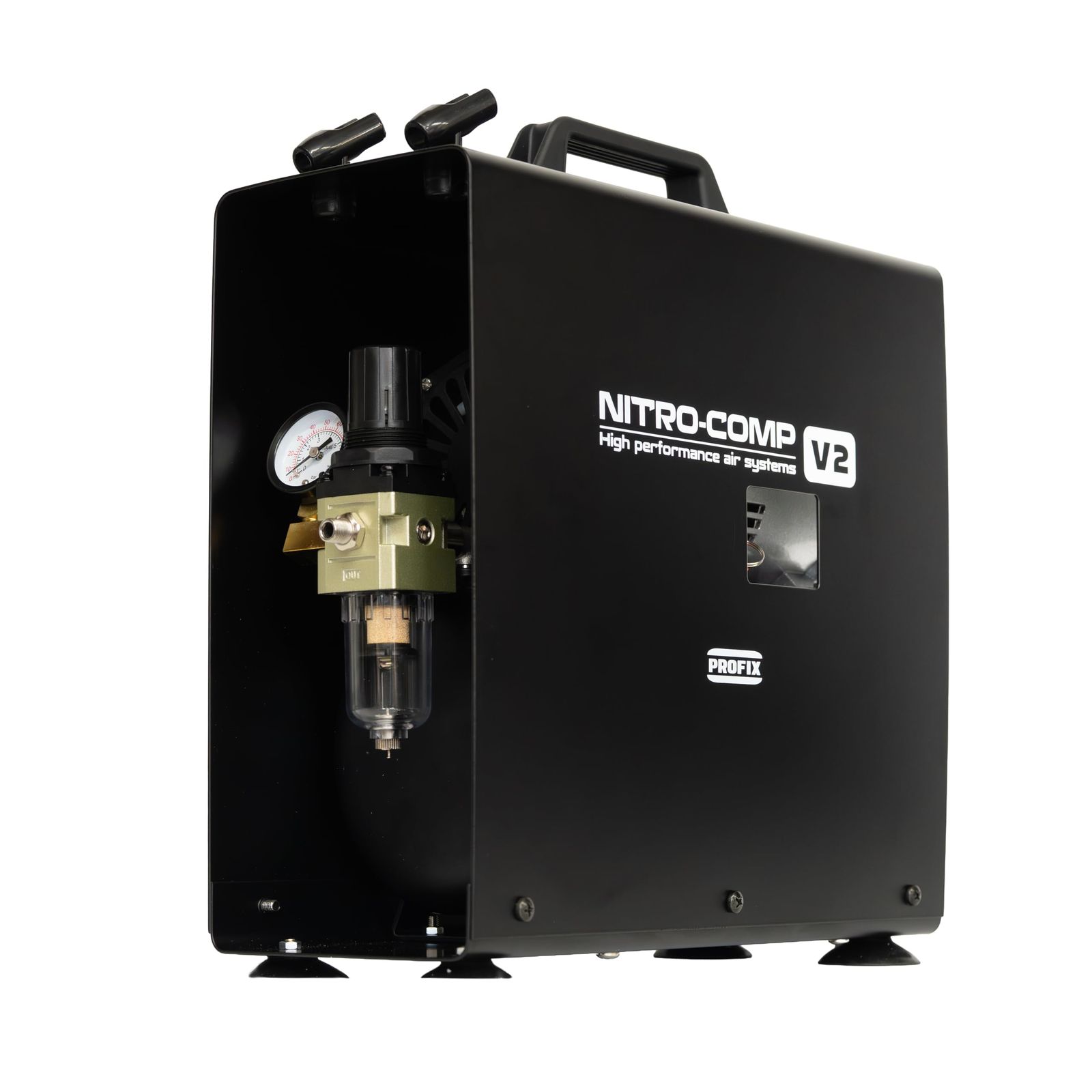 プロモデラーコジマ大隊長愛用中 RAYWOOD PROFIX NITRO-COMP V1 ニトロコンプ オイルレスエアコンプレッサー エアブラシセット 据え置き 静音 塗装 スプレー エアブラシ ホビー 日本語説明書付き (V1)★m 276d8c7e