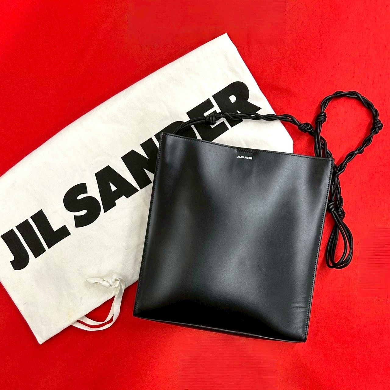 極 美品 保存袋付 JIL SANDER ジルサンダー タングル ミディアム ロゴ