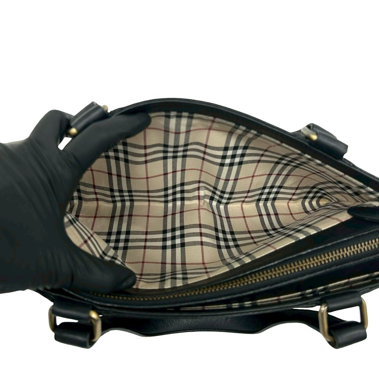 バーバリー ミニボストンバッグ ノバチェック ホースロゴ レザー 黒 極 美品 BURBERRY バーバリー ノバチェック 柄 ロゴ 刻印 レザー 本革