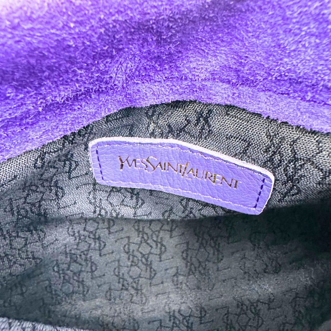 美品】Yves Saint Laurentスエード スタッズ ショルダーバッグ - メルカリ