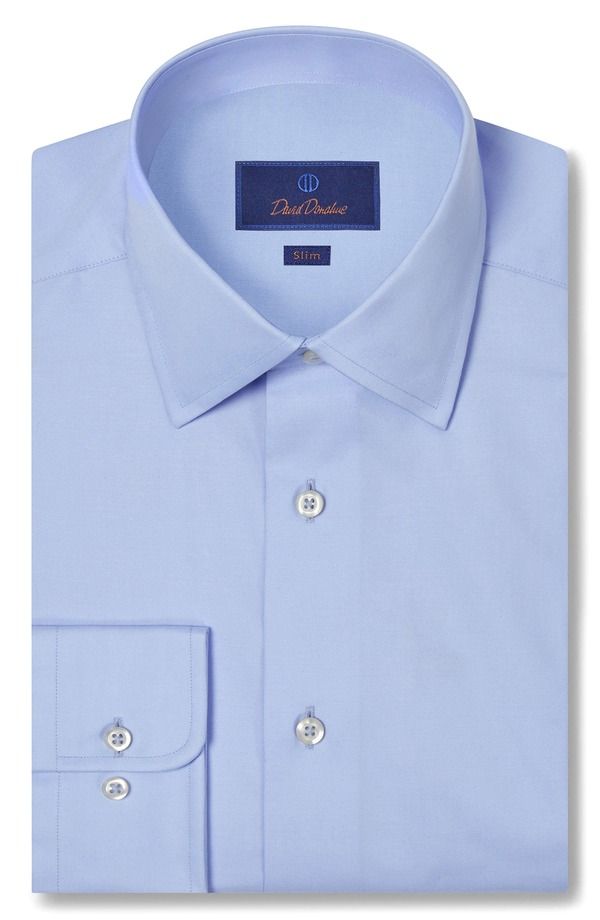 デイビッドドナヒュー メンズ トップス シャツ スリムフィット Davidonahue Slim Fit Super Fine Twill Dresshirt Sky