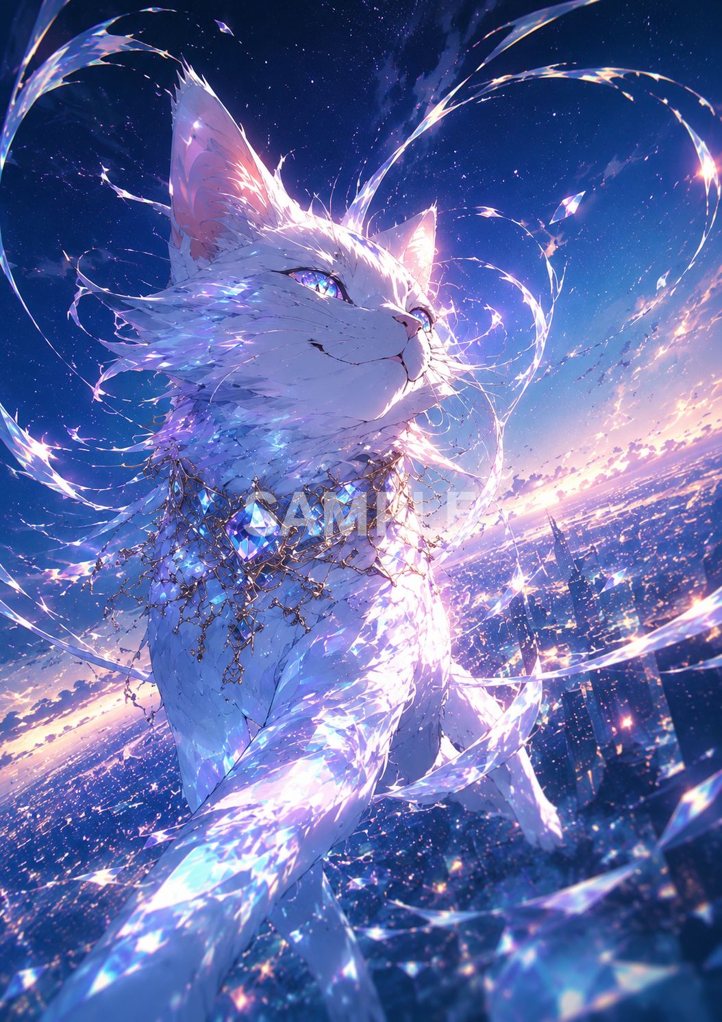 611 幻想の白猫アート 2Lサイズ インテリア ポスター - メルカリ