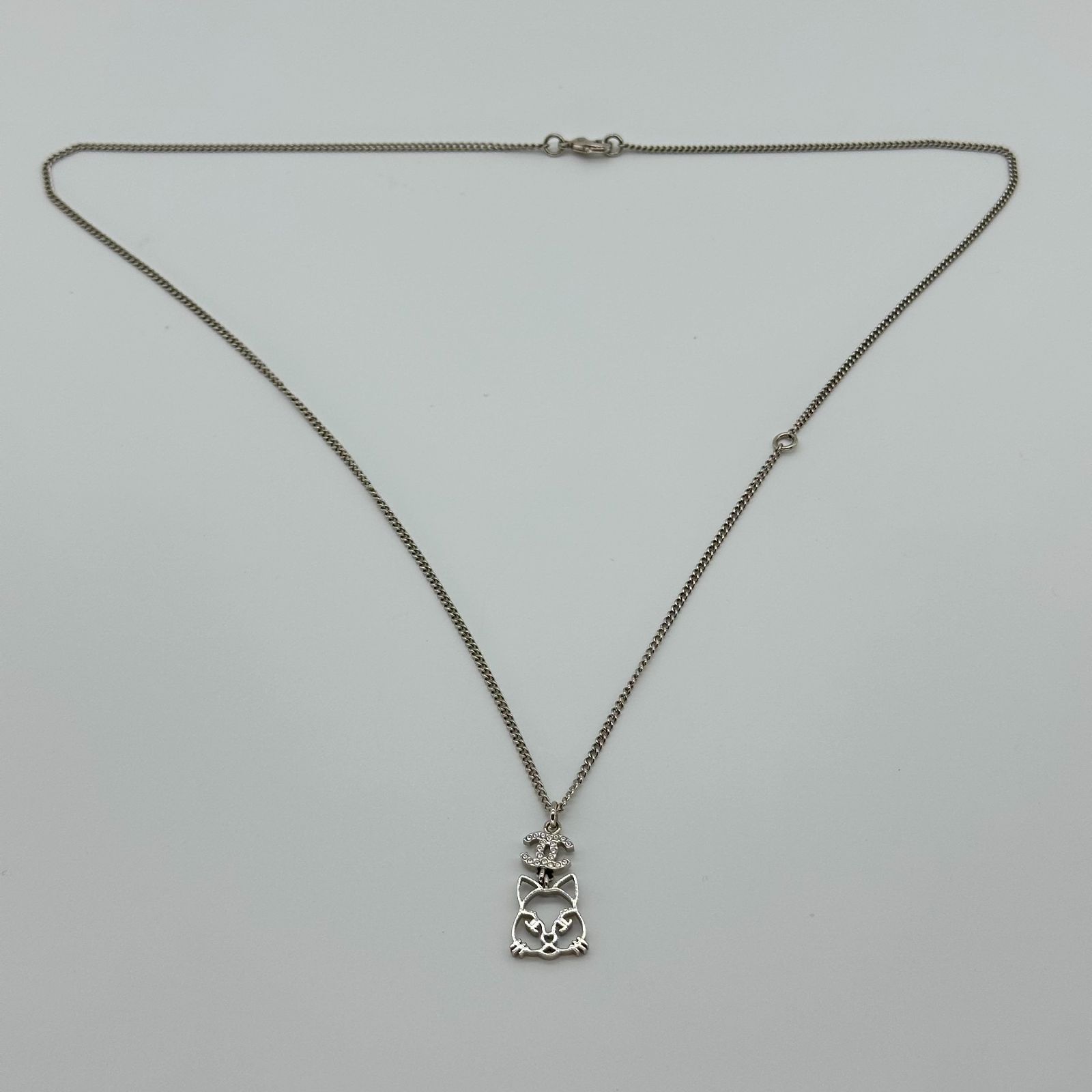 Chanel シャネル ネックレス ココマーク B16K シルバー キャットモチーフ GP 全長60cm ユニセックス 中古 A ランク