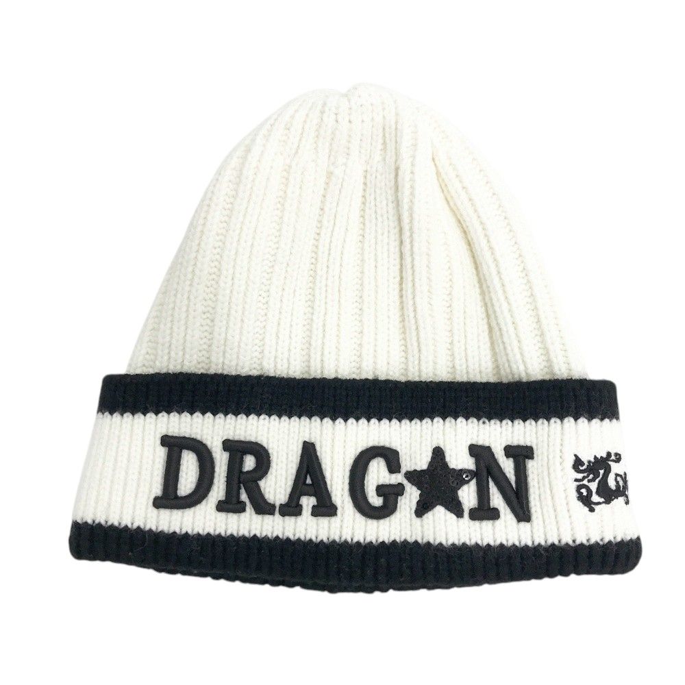 ダンスウィズドラゴンホワイト ニット帽 DRAGON刺繍 99(F) DANCE WITH DRAGON ダンスウィズドラゴン ニット帽 ホワイト系 F