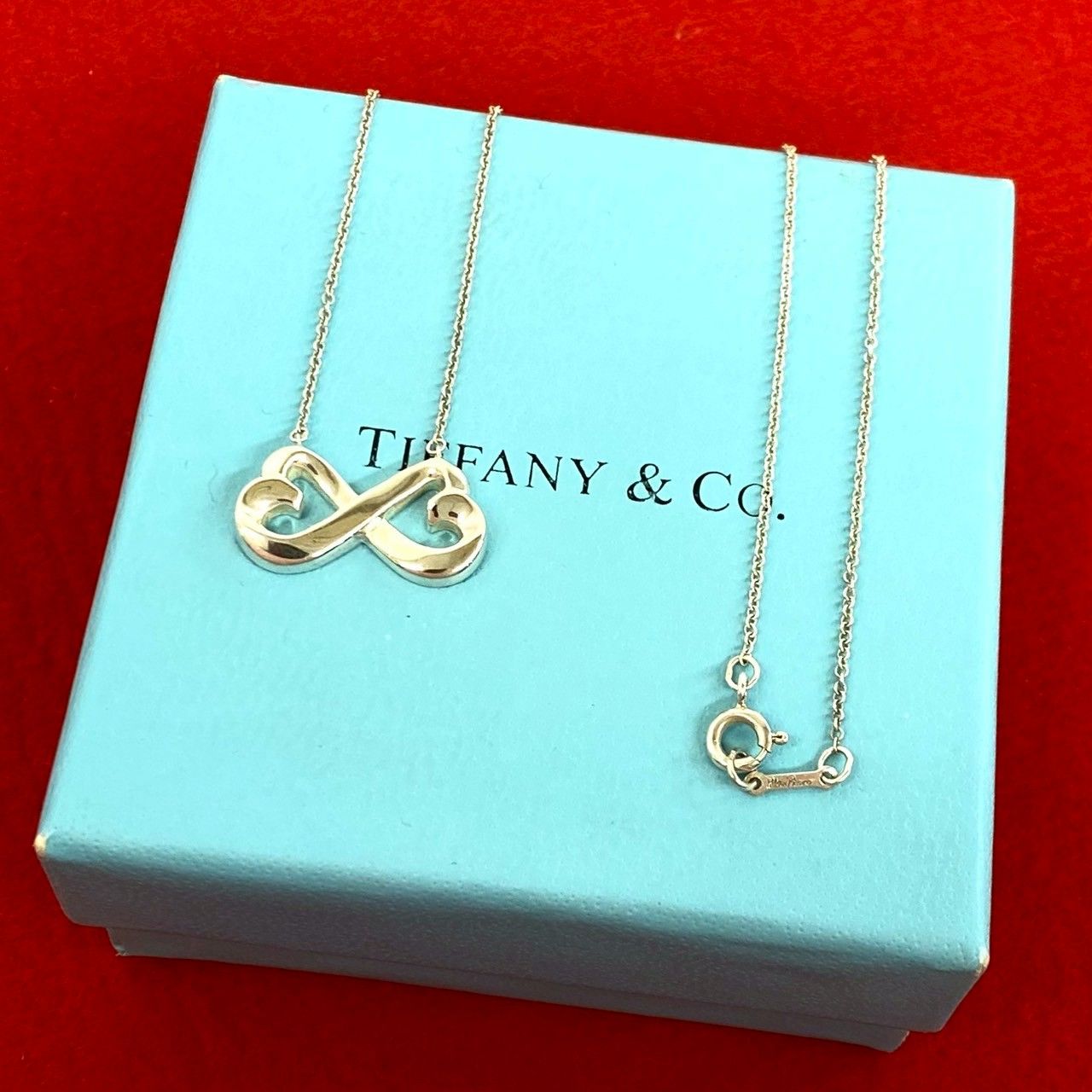 極 美品 TIFFANY&Co. ティファニー ダブルラビングハート ネックレス