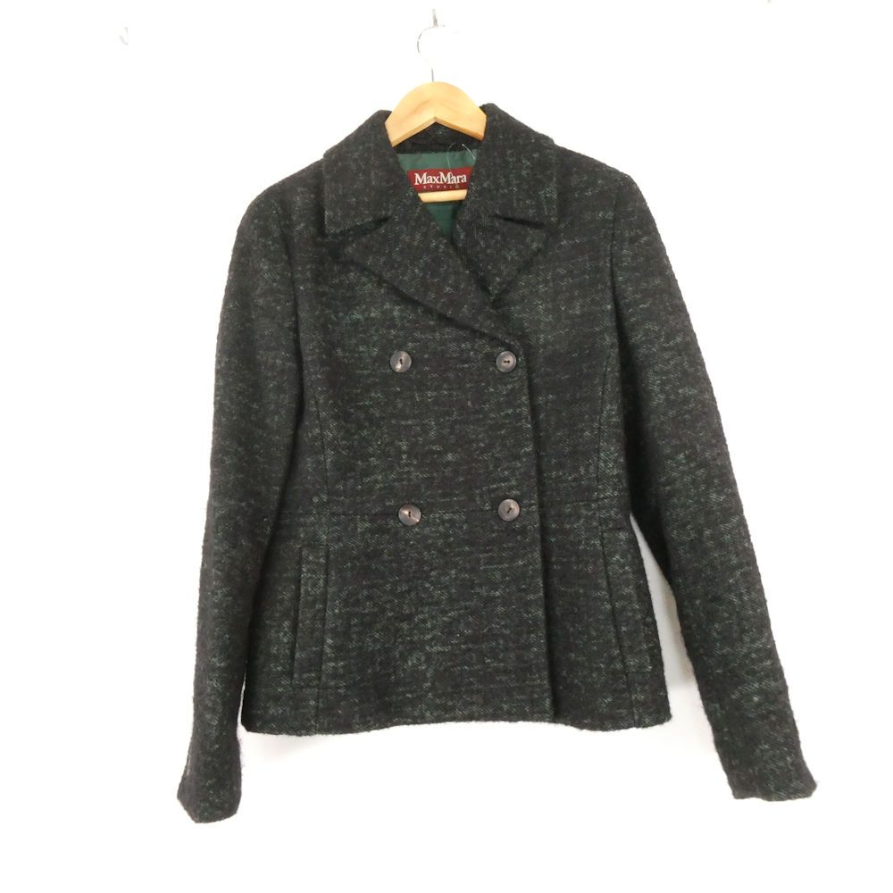 MaxMara 黒 ウール ピーコート　上品　お値下げ 美品 maxmaraSTUDIO マックスマーラ Pコート 42 ウール他 ブラック