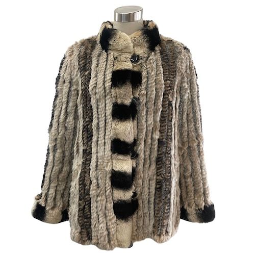St.ALMEIDA セントアルメイダ ラビットファーコート リバーシブル 毛皮 ベージュ ブラック M-L 6,497円