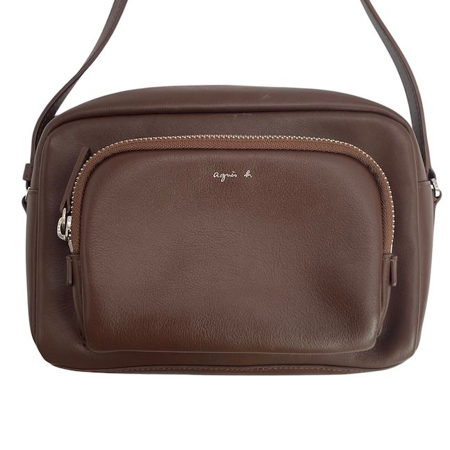 【美品】agnes b. アニエスベー　レザーショルダーバッグ　ブラウン　本革 アニエスベー agnes b. ショルダーバッグ レザー 本革 斜め掛け