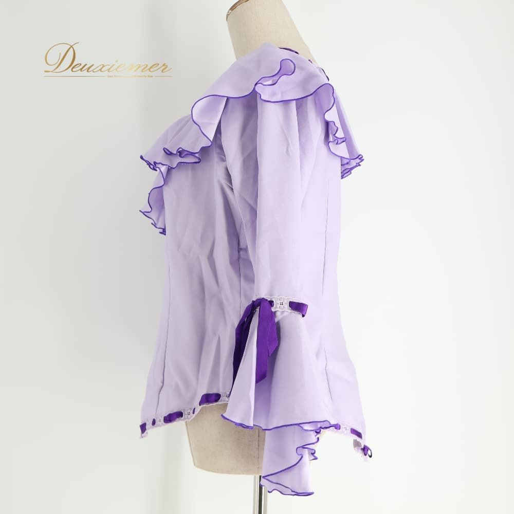 【フラメンコ衣装】パープル×豪華ボランテリボン Atelier Prima 上下 フラメンコ 衣装 Atelier Prima アトリエプリマ トップス ブラウス