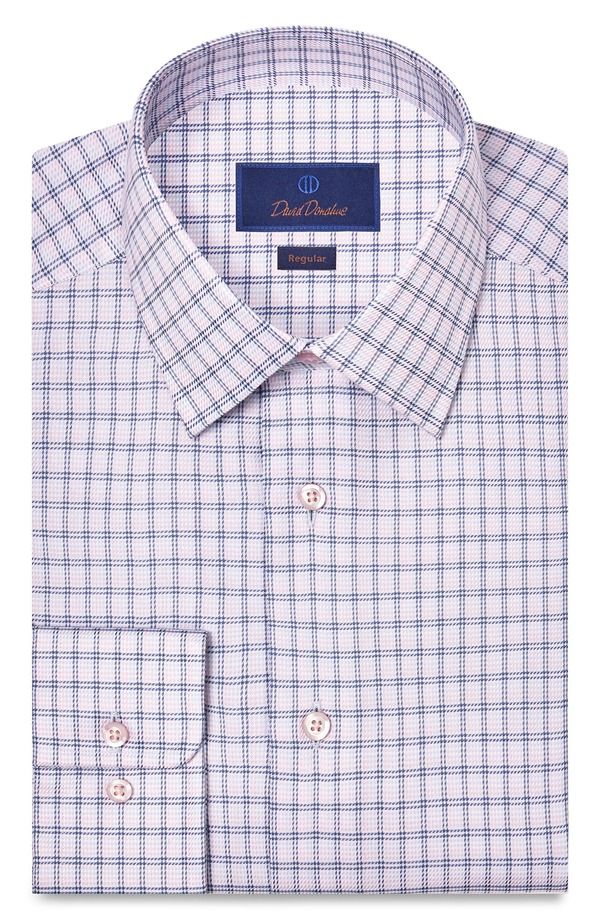 デイビッドドナヒュー メンズ トップス シャツ レギュラーフィット コットン Davidonahue Regular Fit Check Cotton Twill Dresshirt Blue Pin