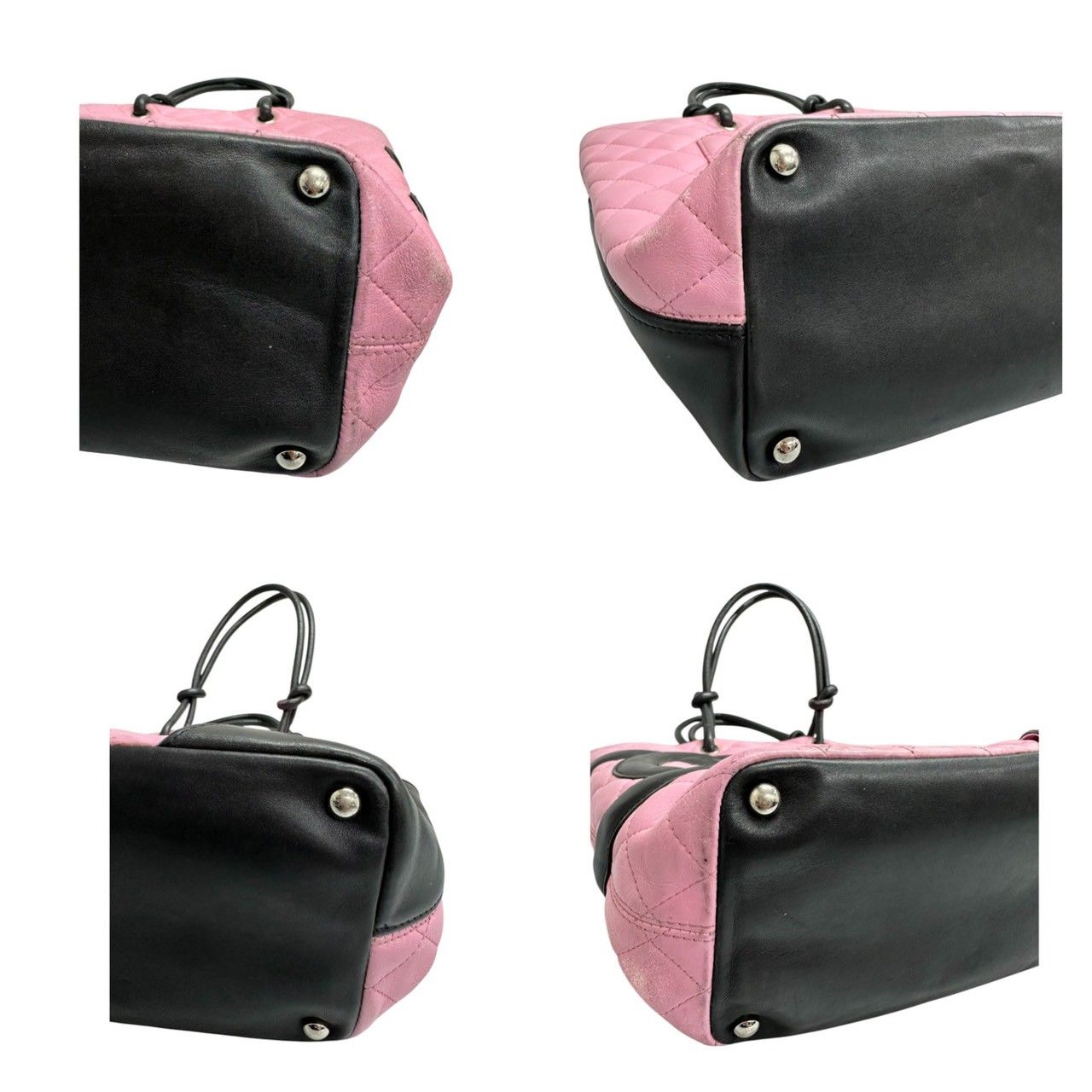 CHANEL シャネル ハンドバッグ バイカラー ピンク×ブラック カンボン CHANEL シャネル カンボンライン ココマーク ピンク ブラック