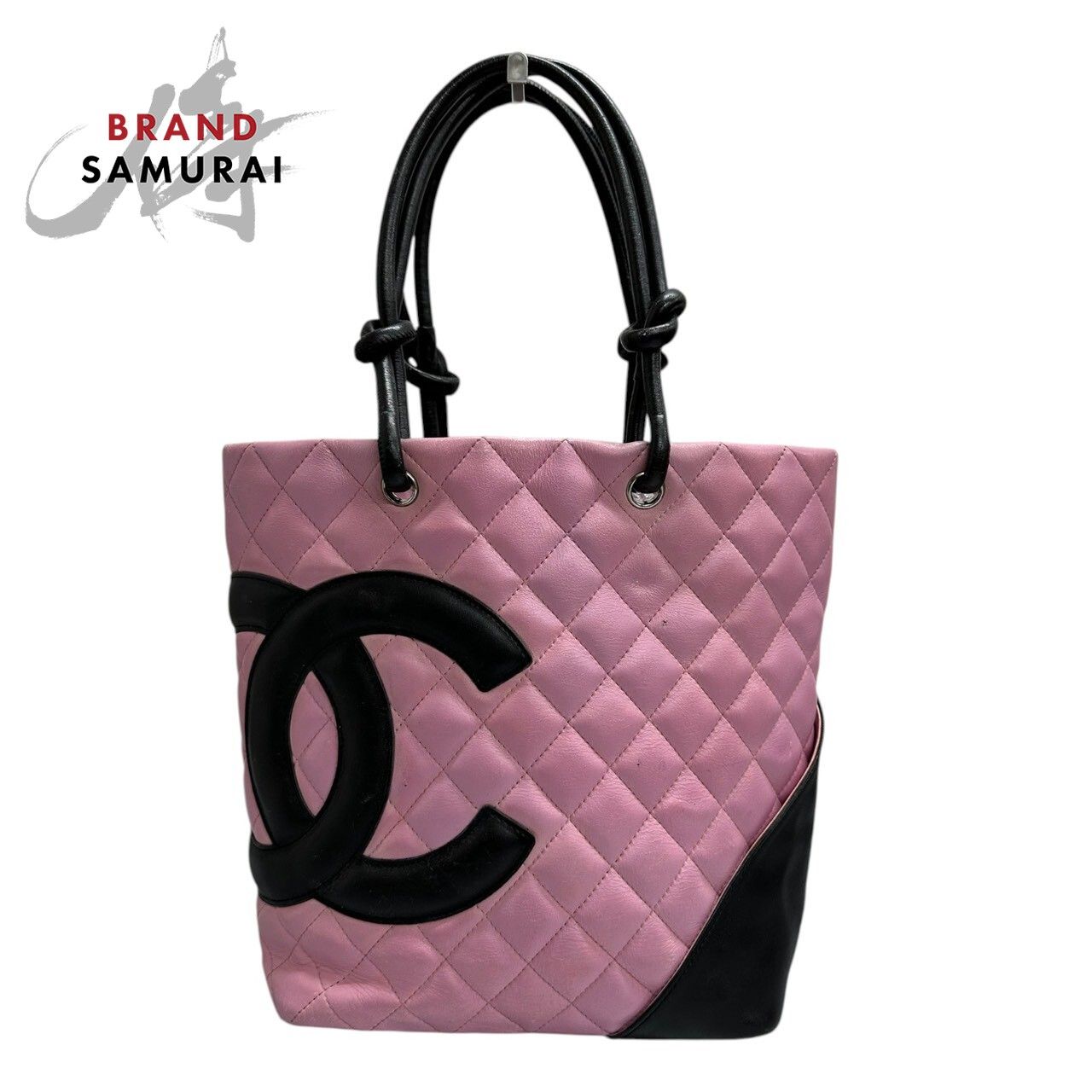 CHANEL シャネル ハンドバッグ バイカラー ピンク×ブラック カンボン CHANEL シャネル カンボンライン ココマーク ピンク ブラック