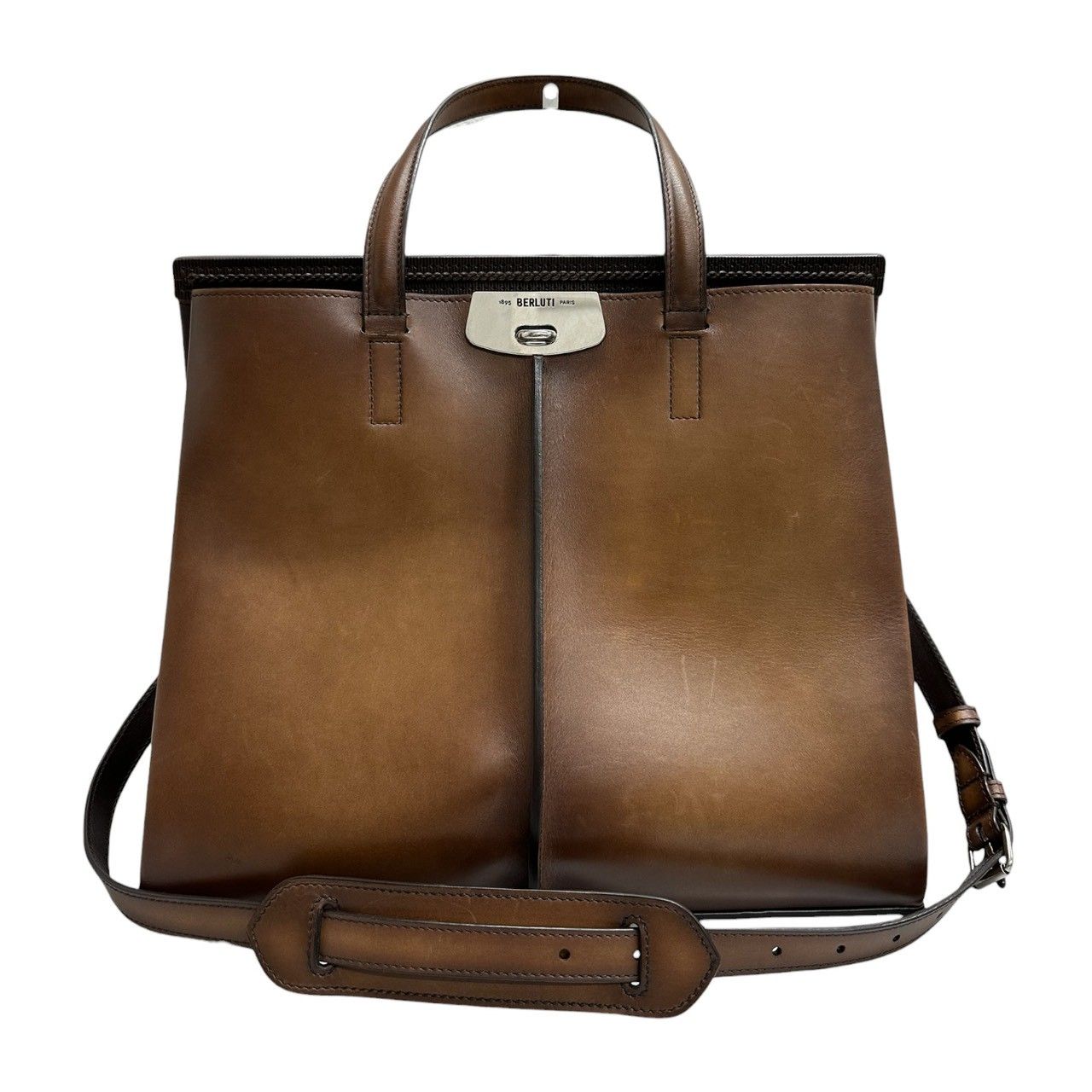 美品 Berluti ベルルッティ ルッティ ブラウン シルバー金具 レザー