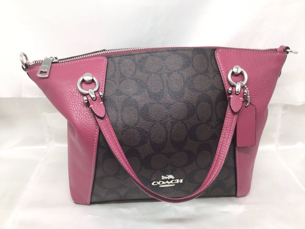 美品 COACH コーチ ケイシーサッチェル レッド ブラウン 2WAYバッグ M-2087