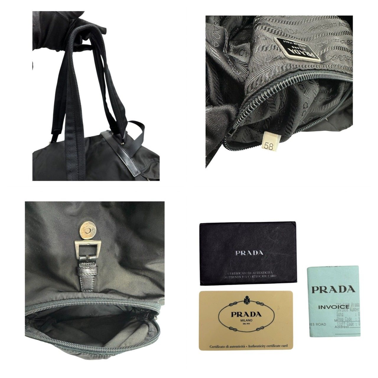 美品 PRADA プラダ 三角ロゴ ブラック シルバー金具 ナイロン B4650