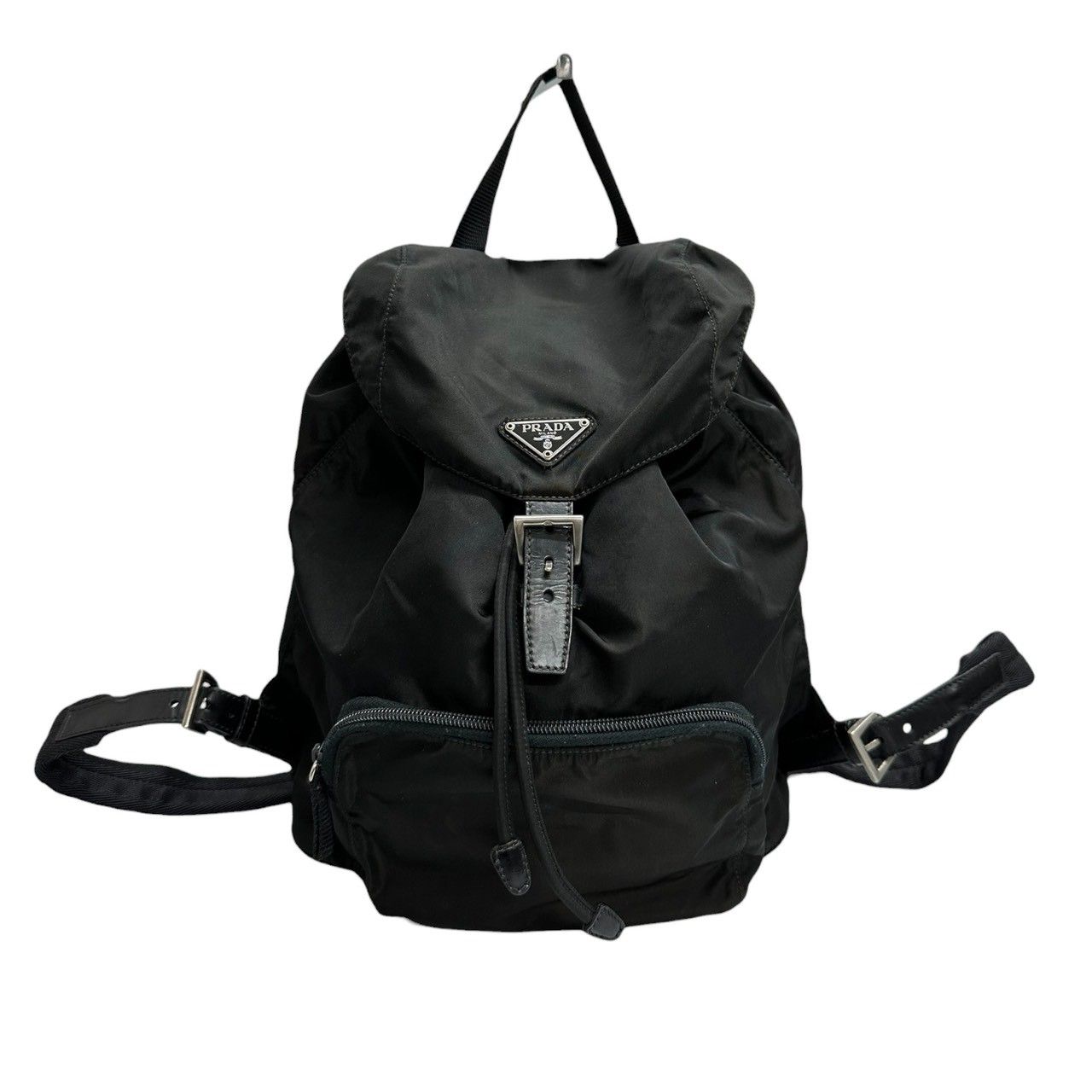 美品 PRADA プラダ 三角ロゴ ブラック シルバー金具 ナイロン B4650