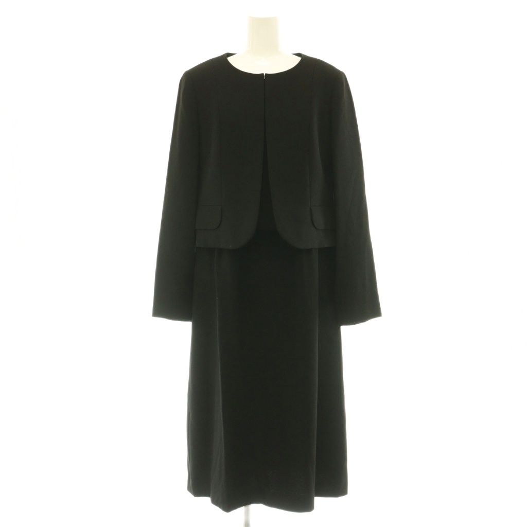 ランバン LANVIN ノアール NOIR セットアップ ノーカラージャケット ひざ丈ワンピース 7分袖 ブラックフォーマル 40 黒 /CX ■OS