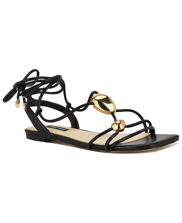 ナインウェスト レディース シューズ サンダル Nine West Womens Niraa Strappy Ornamented FlatieUp Sandals Black ブラック