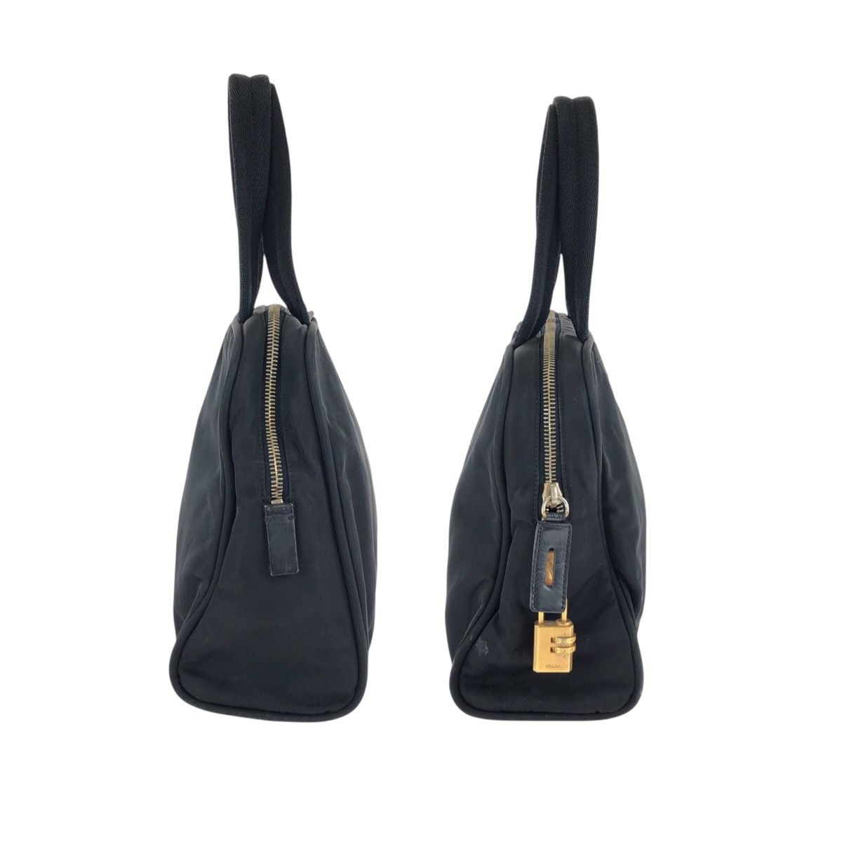PRADA プラダ テスート 三角ロゴプレート ブラック 黒 ゴールド金具